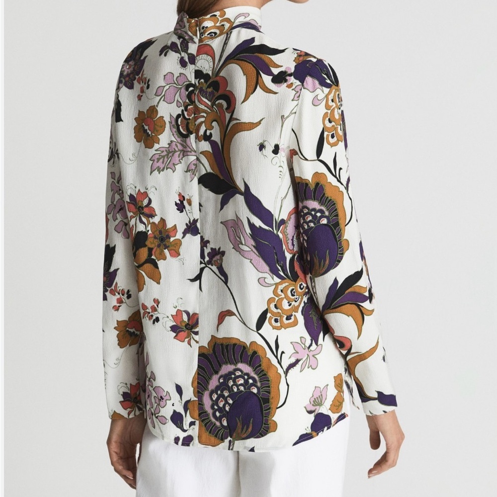 Reiss Cream Annie Retro Print Top NWT - Picture 4 of 6